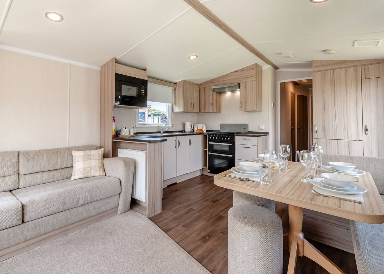 Silver Caravan with parking in Skegness, Lincolnshire