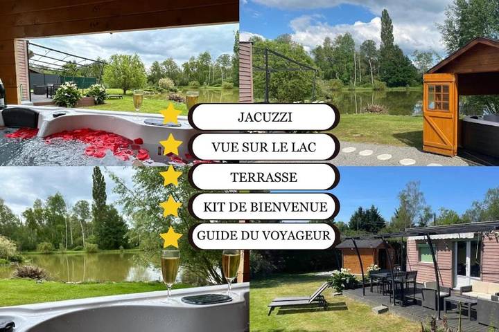 Gîte pour 4 personnes, avec Jacuzzi et Terrasse ainsi que Jardin et Vue sur le lac à Prouilly