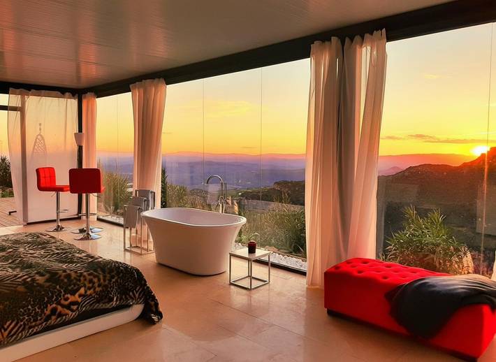 Ferienhaus für 2 Personen, mit Garten und Terrasse sowie Meerblick und Pool an der Costa del Sol