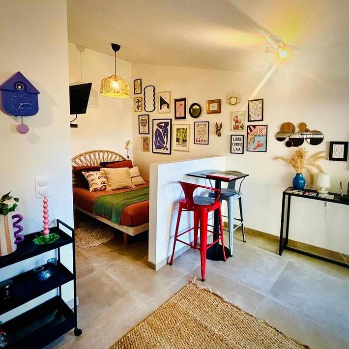 Appartement de vacances pour 2 personnes, avec terrasse ainsi que jardin et vue