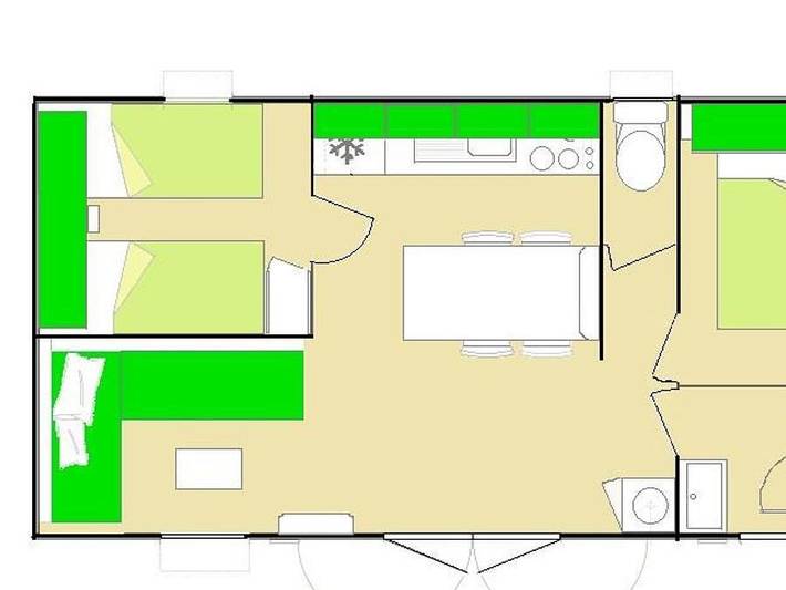 Camping Le Rey - Mobilheim 4 personen - zentrale Inselküche Nr. 44 in Louvie-Juzon, Béarn