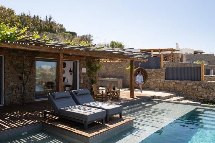 Chambre d’hôte pour 3 personnes, avec Jacuzzi et Terrasse ainsi que Jardin et Piscine dans Mykonos - 4