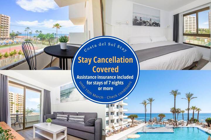 Apartahotel para 4 personas, con vistas y jardín además de piscina y piscina para niños, Familias con niños en Torremolinos