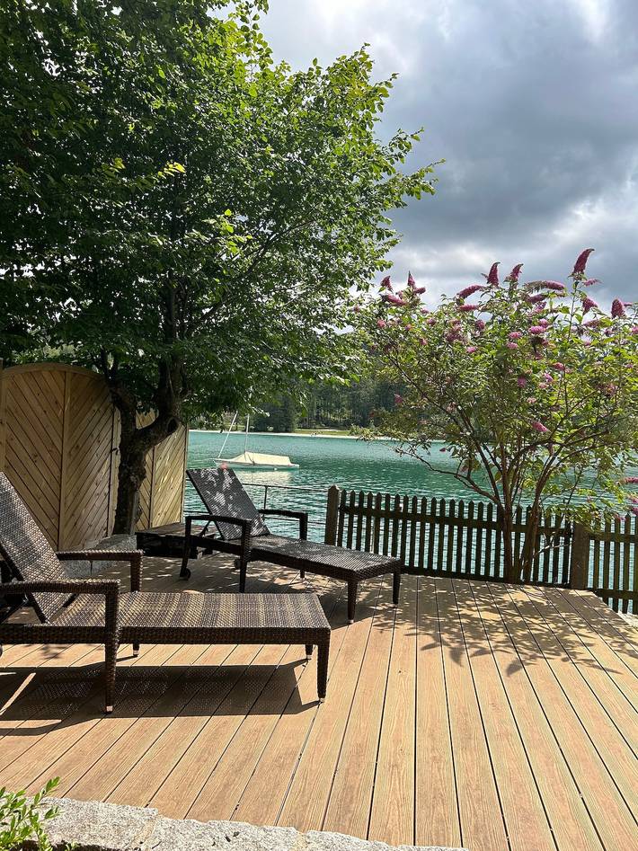 Ferienwohnung für 2 Personen, mit Balkon und Seeblick sowie Ausblick und Garten am Walchensee