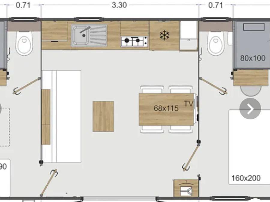 Camping Brantôme Peyrelevade - Mobilhome 4 personas - Olivier (2023), 2 dormitorios 2 baños, gran salón (tv), terraza, wifi in Brantôme en Périgord, Périgord Vert