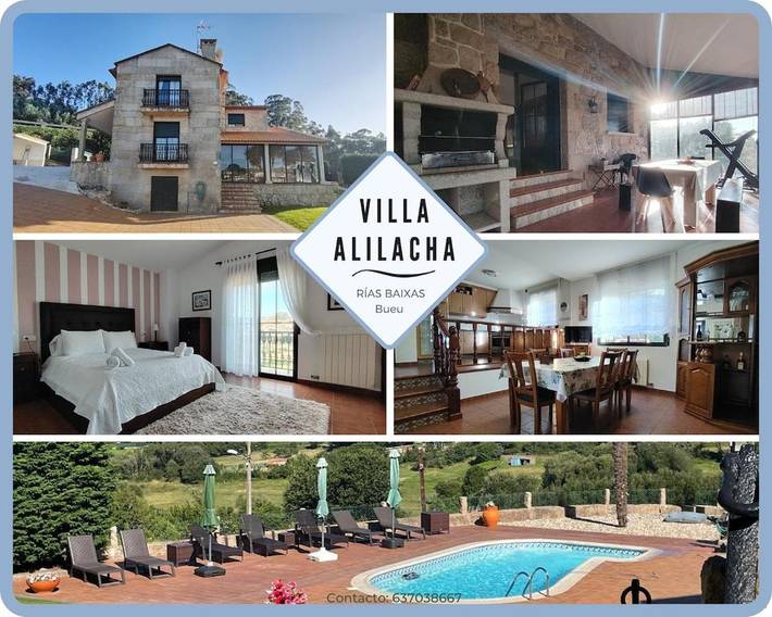 Casa rural para 10 personas, con jardín y balcón además de piscina y vistas en Bueu