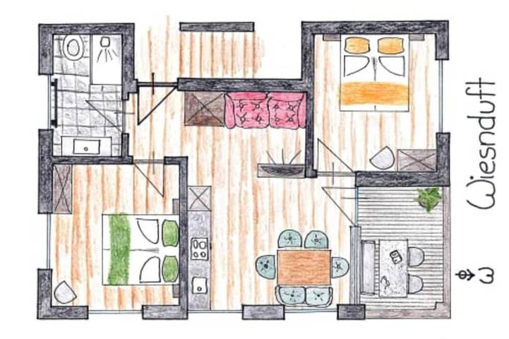 Vakantiewoning voor 5 personen, met balkon en tuin in Mellau