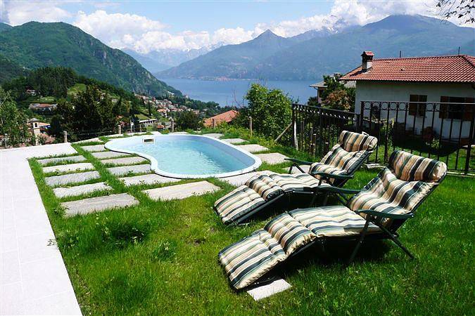 Baita per 8 persone, con vista lago e piscina nonché terrazza, adatto a famiglie con bambini sul Lago di Como