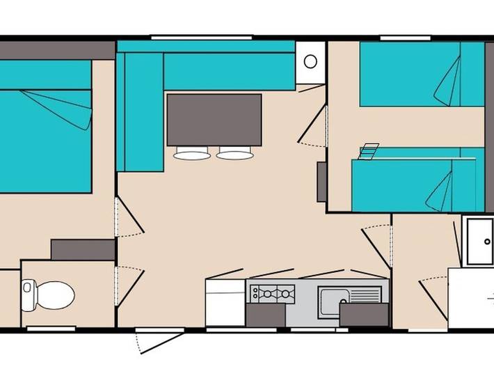 Mobil home pour 5 personnes, avec terrasse et piscine, animaux acceptés à Gotein-Libarrenx - 4