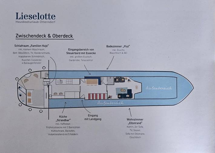 Hausboot für 9 Personen, mit Terrasse und Garten sowie Sauna in Niedersachsen - 4
