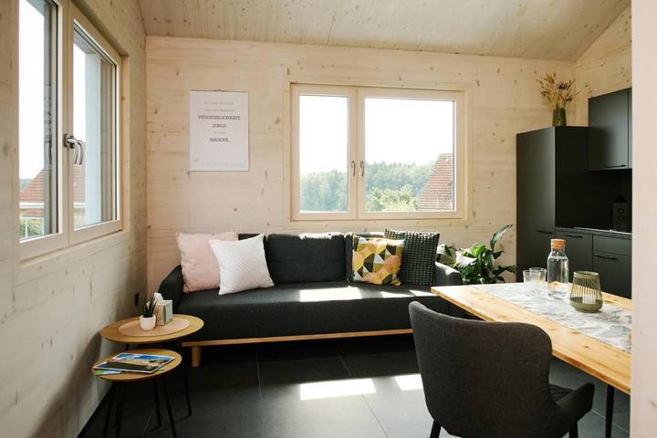 Ferienwohnung für 4 Personen, mit Balkon und Terrasse sowie Ausblick
