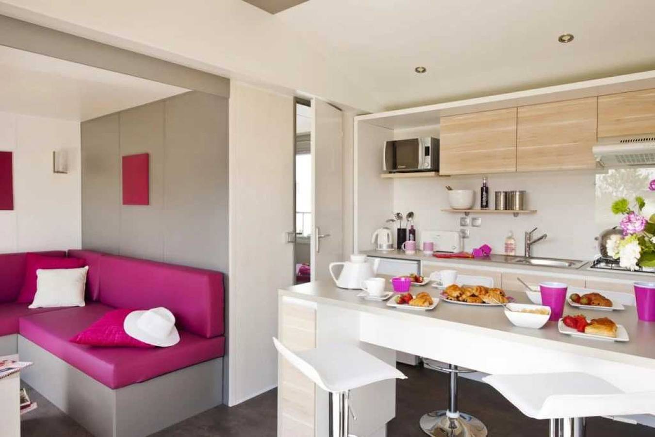 Zecamping 3 étoiles piscine chauffée hammam locatif Tv Bbq 28m2 4 pers in Louvie-Juzon, Béarn