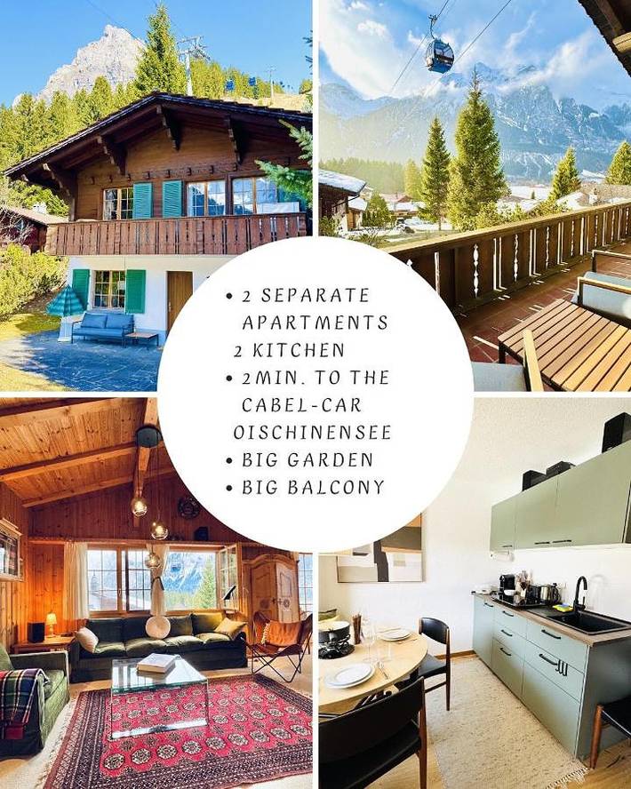 Hütte für 5 Personen, mit Balkon und Terrasse sowie Garten und Ausblick in Kandersteg
