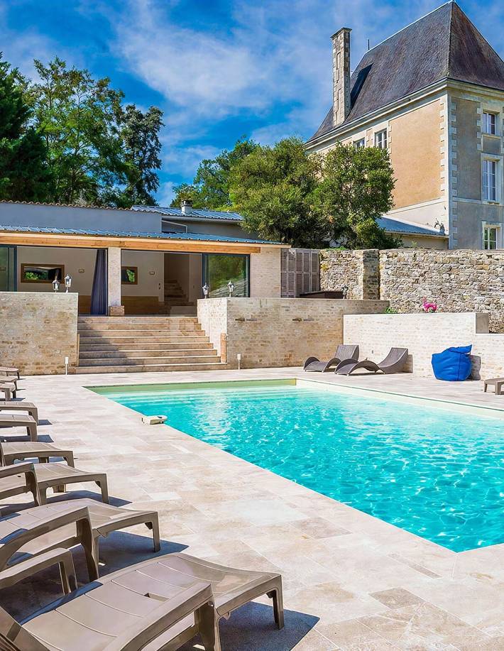 Château pour 91 personnes avec piscine in Benest, Charente