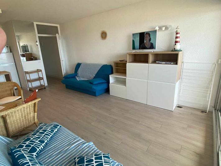 Studio entier, Studio pied dans l'eau, grand frigo, lave-vaisselle, lave-linge, parking privé in Marseillan-Plage, Marseillan