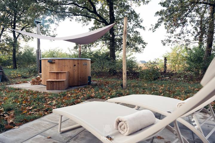 Luxuriöse Lodge mit Hottub für 4 Personen in Haarle, Overijssel in Sallandse Heuvelrug