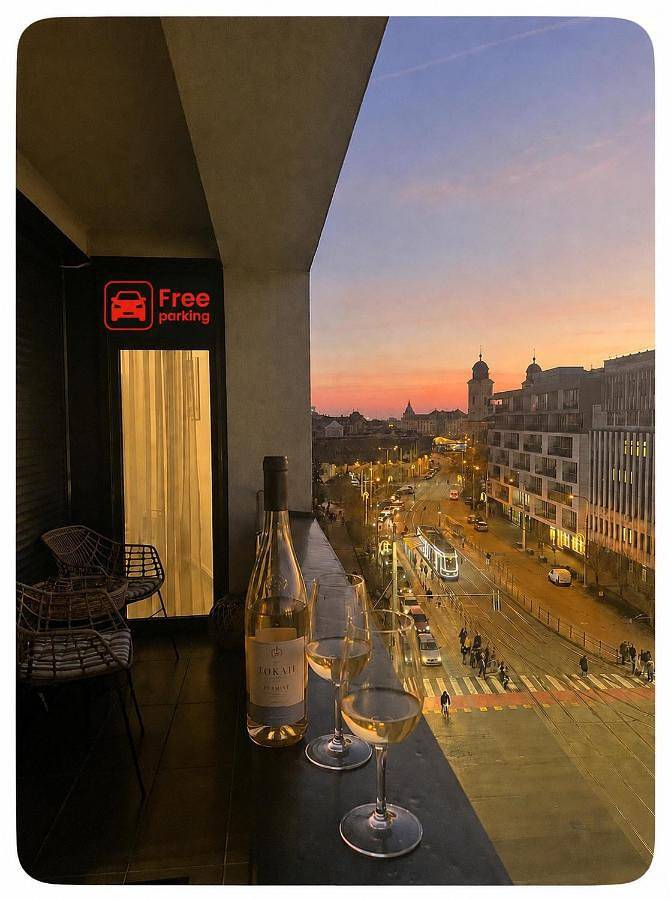 Apartament wakacyjny dla 6 osób, z Balkon i Taras oraz Widok w Debreczyn