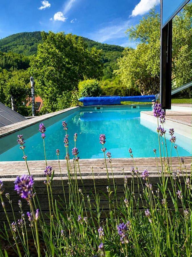 Gîte pour 4 personnes, avec Balcon et Jacuzzi ainsi que Terrasse et Piscine à Maisonsgoutte