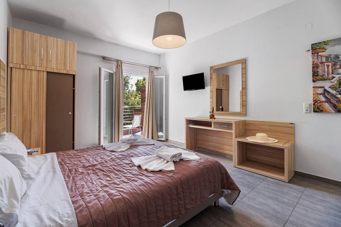 Ganzes Studio, Einzimmerapartment 'Deluxe 2 Erwachsene - A' mit gemeinsamer Terrasse, Wi-Fi und Klimaanlage in Anthousa, Preveza Regionalbezirk