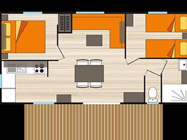 Camping Soleil D'or - Mobilheim 4 personen - Mobilheim Komfort Samstag 2 Zimmer in Vendays-Montalivet, Lesparre-Médoc und Umgebung