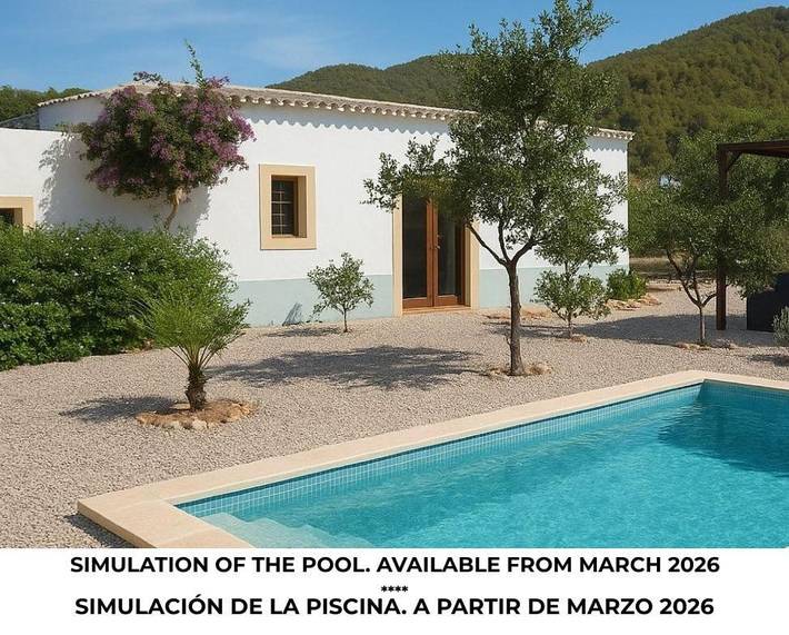 Casa de vacaciones para 4 personas, con vistas además de jardín y piscina, Se admiten mascotas en Ibiza