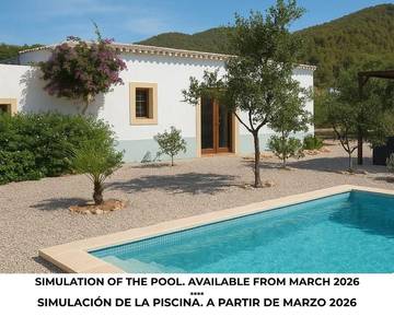 Gîte pour 4 personnes, avec vue ainsi que jardin et piscine, animaux acceptés à Sant Joan de Labritja
