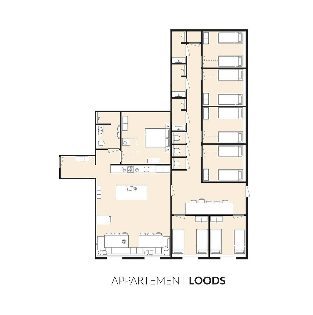 Ganze Wohnung, Gruppenapartment Loods | 14 Personen in Stellendam, Goeree-Overflakkee