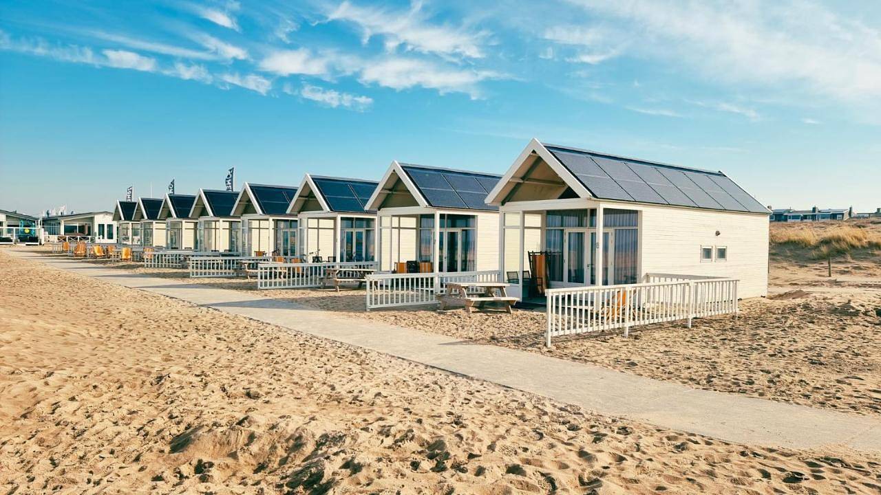 Kusthuisjes in Katwijk, Niederländische Nordsee