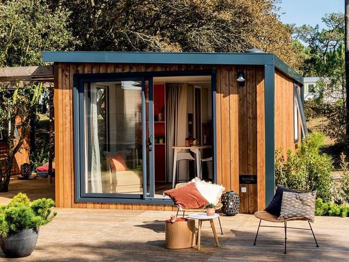 Camping Domaine Les Mûriers - Mobilheim 2 personen - Vip-Cottage 1 Schlafzimmer in Plages des Cabanes de Fleury, Vendres