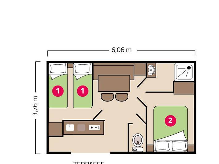 Camping pour 4 personnes, avec bassin pour enfant en Vendée - 4