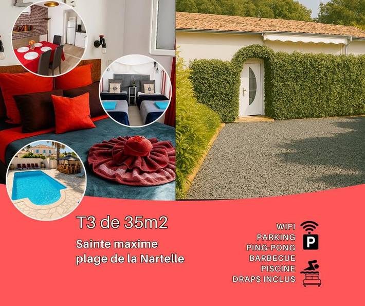 Maison de vacances pour 3 personnes, avec jardin et piscine