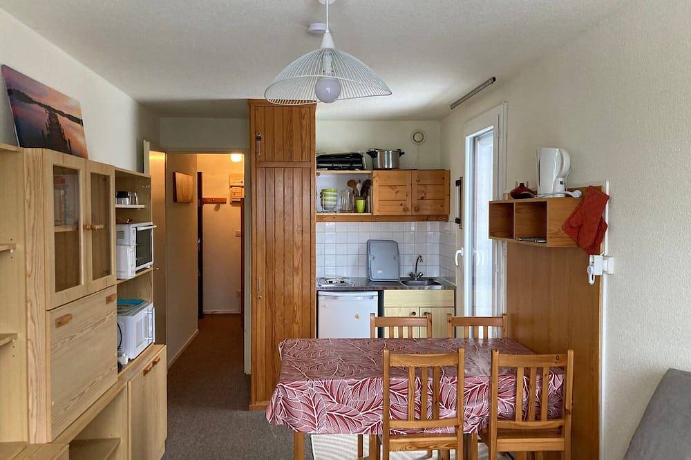 Ganze Wohnung, Gemütliches Studio mit Balkon, 400m von den Pisten, Skiraum, Aufzug, Parkplatz und Talblick. in La Ferrière, Le Pleynet