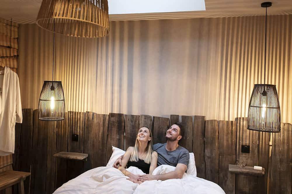 Le Refuge-Kabine-Luxus-barrierefreies Badezimmer-Blick auf den Wald in Hardelot Plage, Neufchâtel-Hardelot