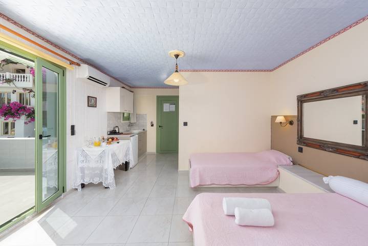 Studio pour 3 personnes, avec vue ainsi que jardin et vue sur l’océan