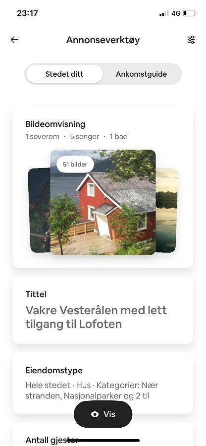 Ferienhaus für 5 Personen, mit Balkon und Terrasse sowie Garten und Ausblick in Vesterålen