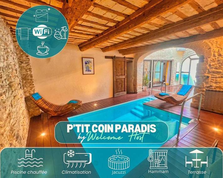 Location de vacances pour 8 personnes, avec piscine ainsi que jacuzzi et terrasse à Saint-Hippolyte-de-Montaigu