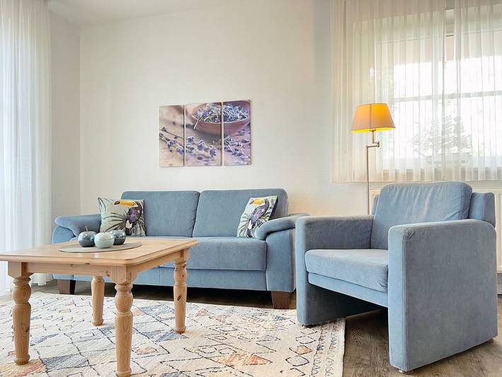 Ferienwohnung für 2 Personen, mit Balkon und Garten sowie Sauna