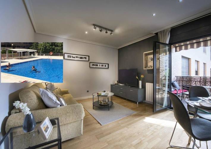 Apartamento para 3 personas, con Balcón y Terraza además de Jardín y Piscina en Atocha