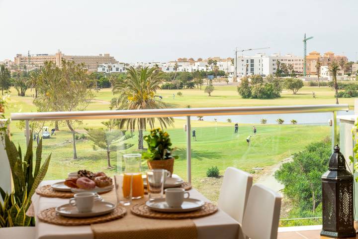 Entire apartment, Terrace Overlooking Golf Course with Pool & Ac – Relaxation and Beach in Almerimar in Almerimar, El Ejido