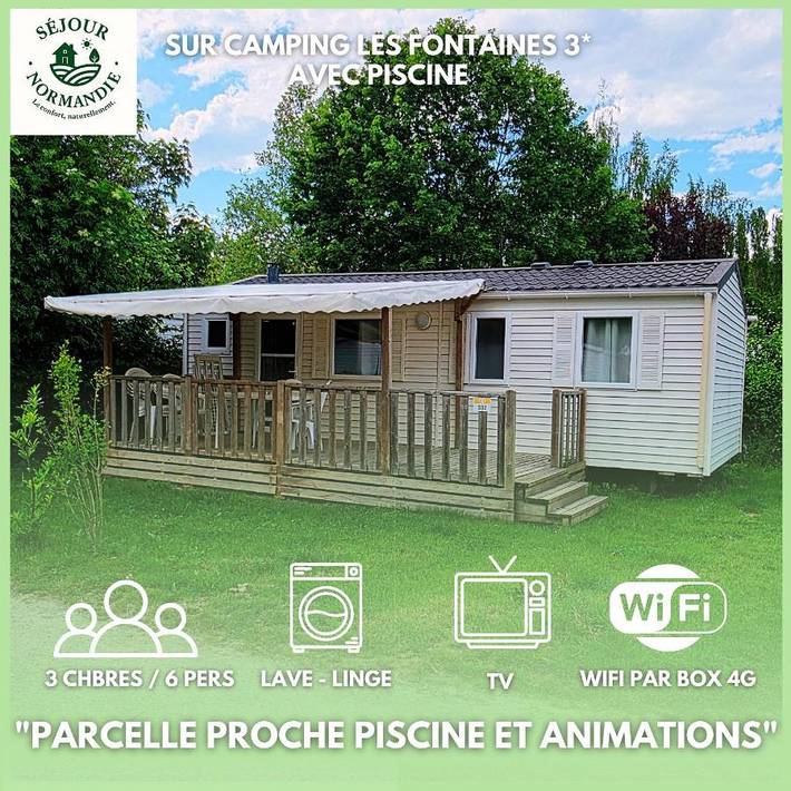 Camping pour 6 personnes, avec piscine et jardin, animaux acceptés