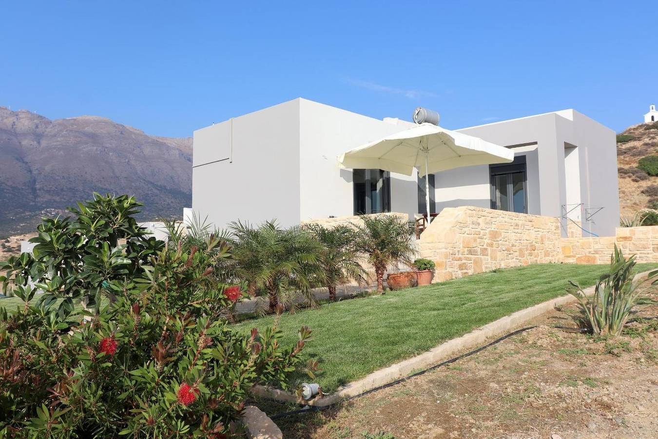 Weiter Blick auf Landschaft und Meer, Pool, 4 Pers. | Ferienhaus Triopetra, Kreta in Triopetra, Rethymno und Umgebung