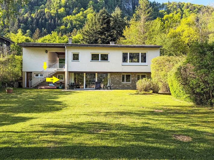 Ferienwohnung für 3 Personen, mit Terrasse und Garten sowie Seeblick