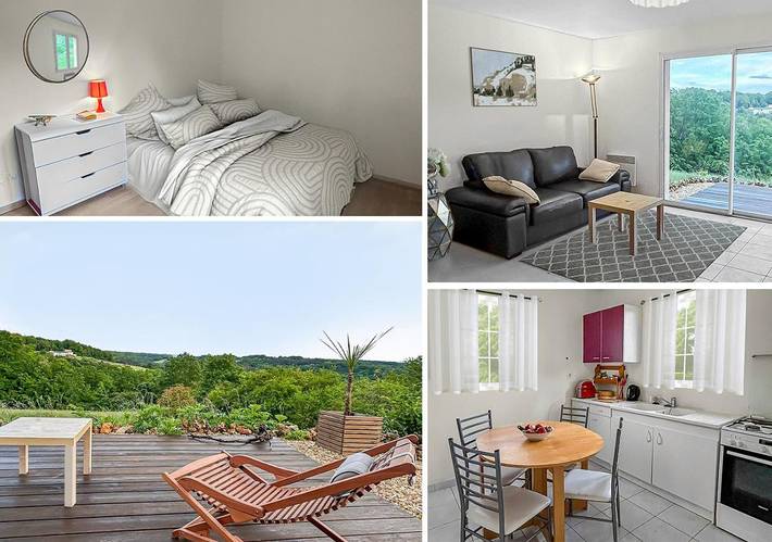 Location de vacances pour 5 personnes, avec vue ainsi que jardin et terrasse à Notre-Dame-de-Sanilhac