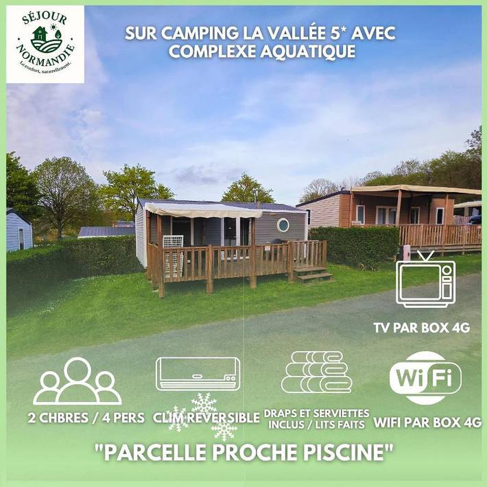 Camping pour 4 personnes, avec piscine et jardin, animaux acceptés