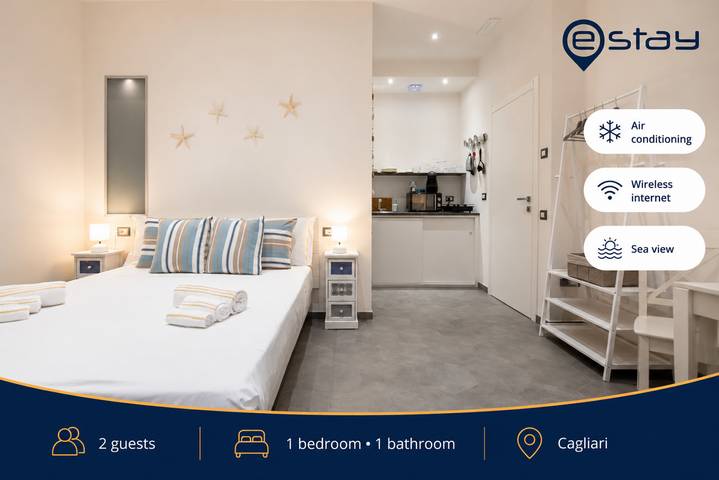 Ferienwohnung für 2 Personen, mit Balkon/Terrasse und Balkon sowie Ausblick in Cagliari
