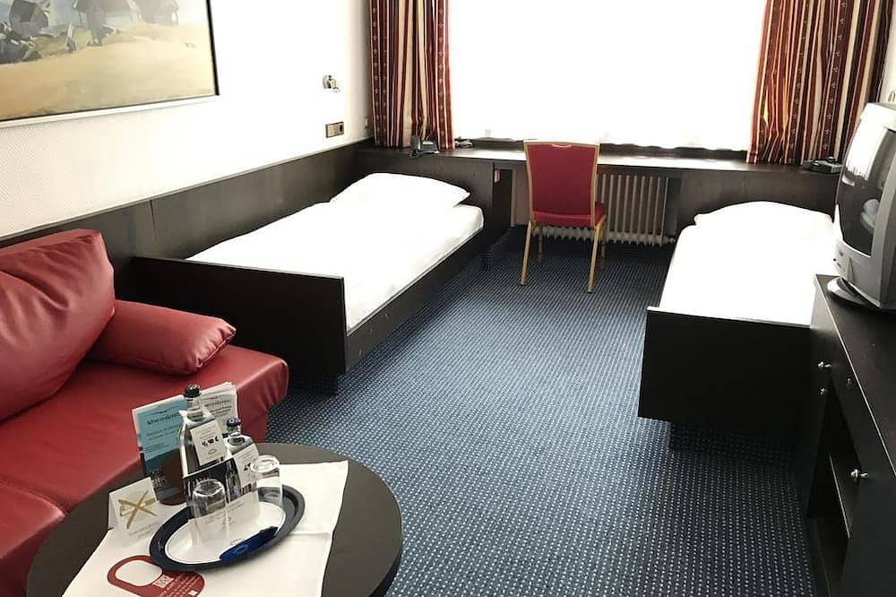 Tweepersoonskamer met 2 aparte bedden, douche / Wc, pension - Hotel Rheinlust in Boppard, Mittelrhein