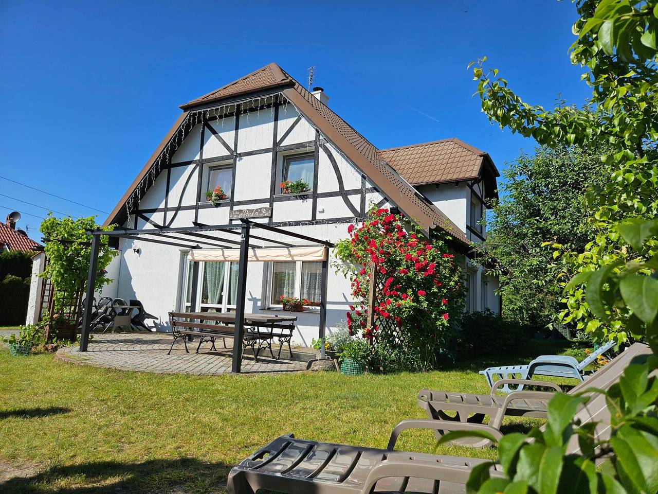 Fachwerkhaus "Paula" mit Blick auf das Wasser in Powiat Olsztyński