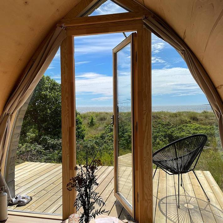 Camping für 2 Personen, mit Terrasse und Ausblick in Südschweden