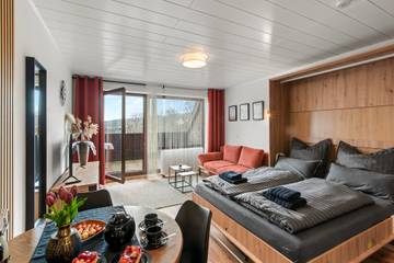 Ferienwohnung für 2 Personen, mit Garten und Balkon sowie Seeblick und Ausblick in Eifel (Nordrhein-Westfalen)