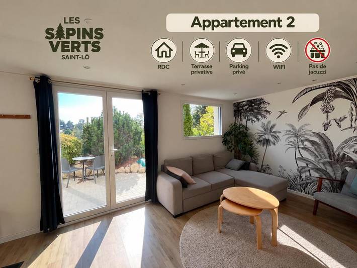 Appart’hôtel pour 3 personnes, avec Terrasse et Jacuzzi ainsi que Jardin et Vue à Saint-Lô